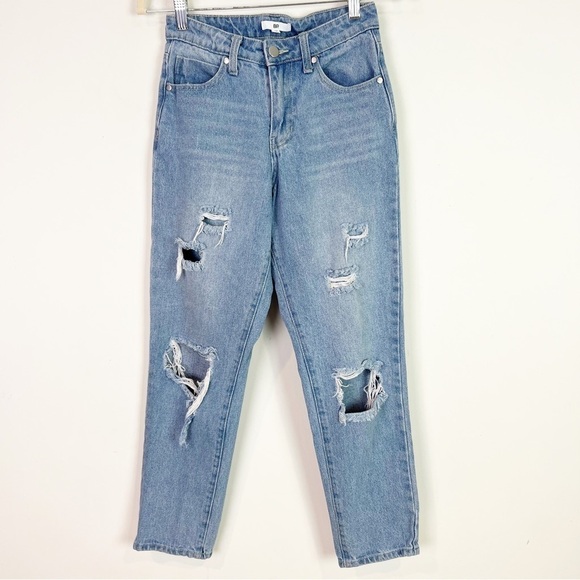 BP HIGH WAIST LIGHT WASH HIGH RISE DENIM DISTRESSED JEANS WOMENS SZ 24 - Picture 1 of 4